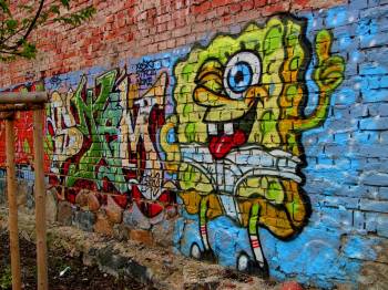 Spongebob looking out for a safe Leipzig